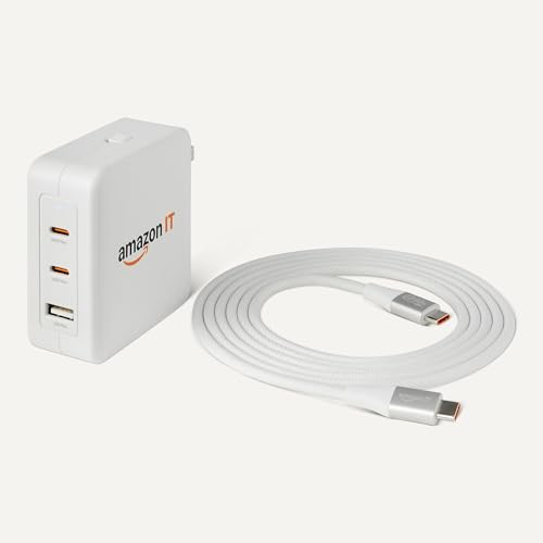Amazon Basics Caricabatterie da Parete 140W con Cavo USB-C GaN 1 pz