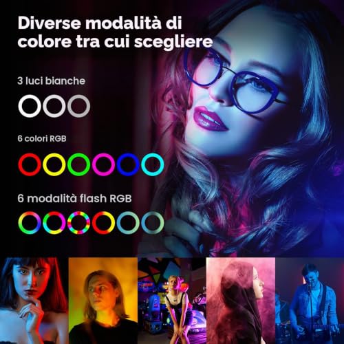 RealPlus Luce Anello Selfie RGB con Clip Ricaricabile USB