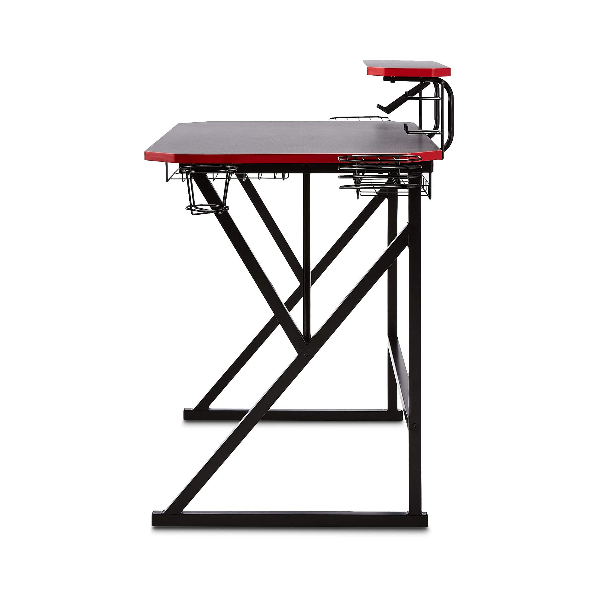AmazonBasics Scrivania Gaming con Scomparti Rossa 130 cm