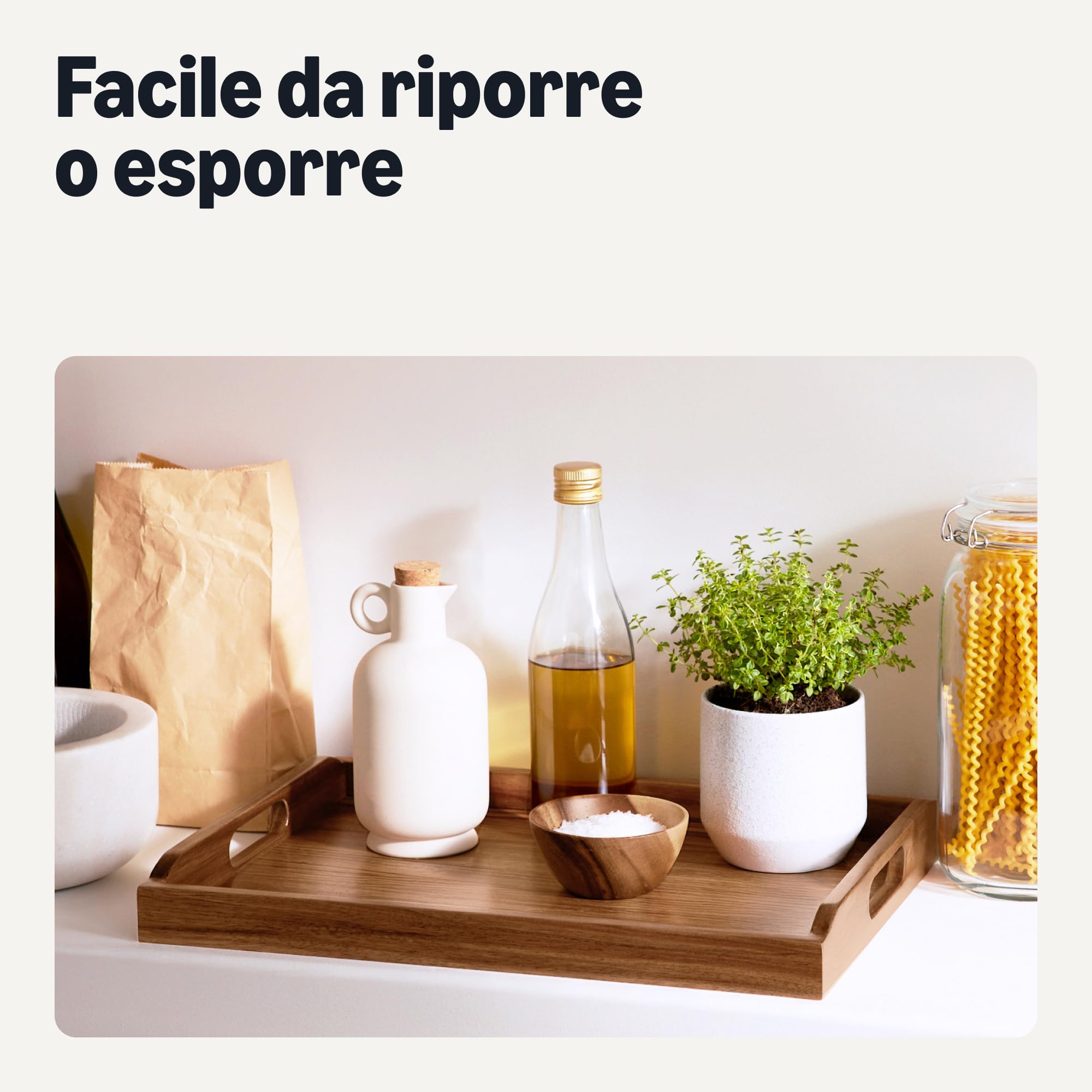 Amazon Basics Vassoio Portata Legno Acacia 43x30 cm con Manici