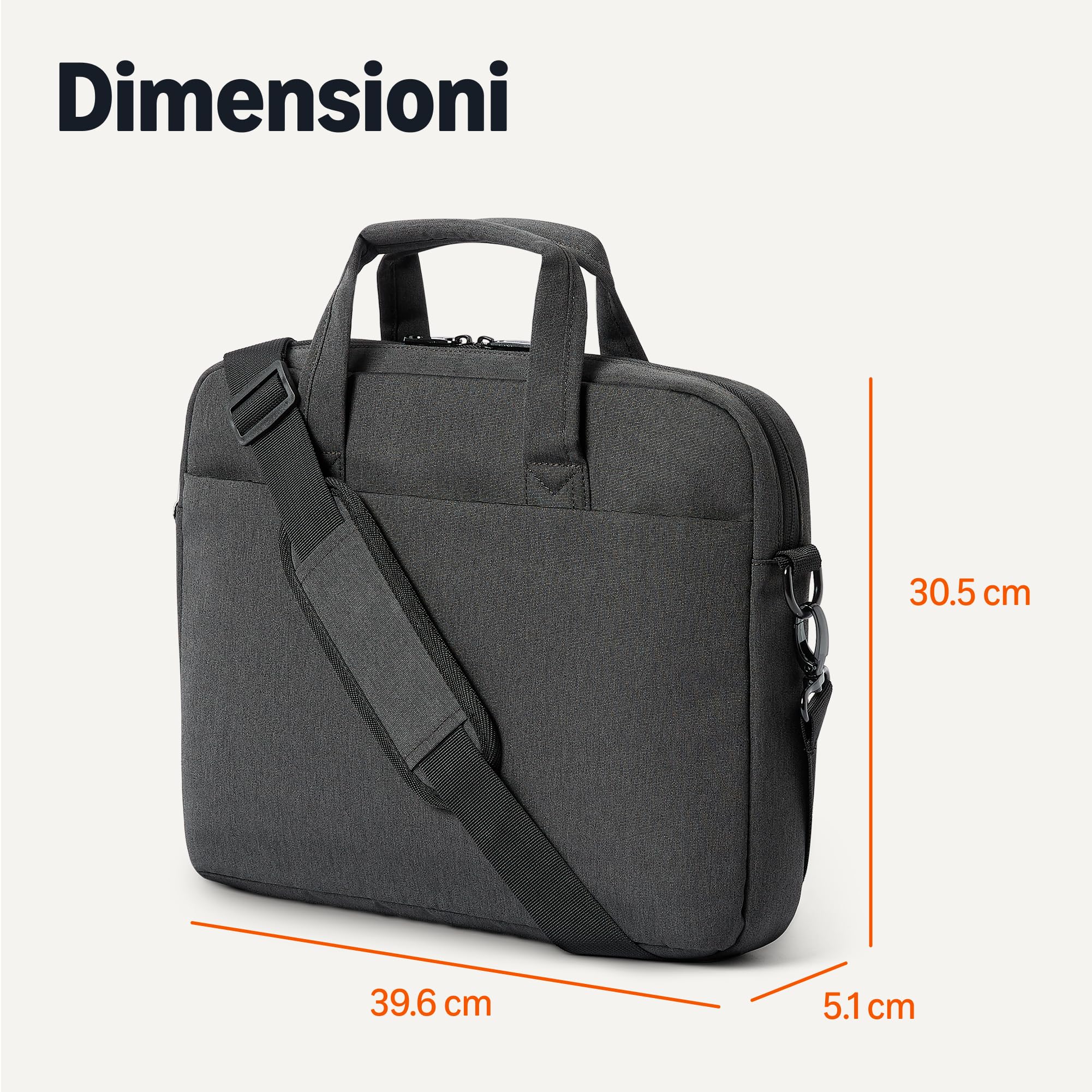Amazon Basics Borsa Laptop 15,6 Pollici Nera Tracolla