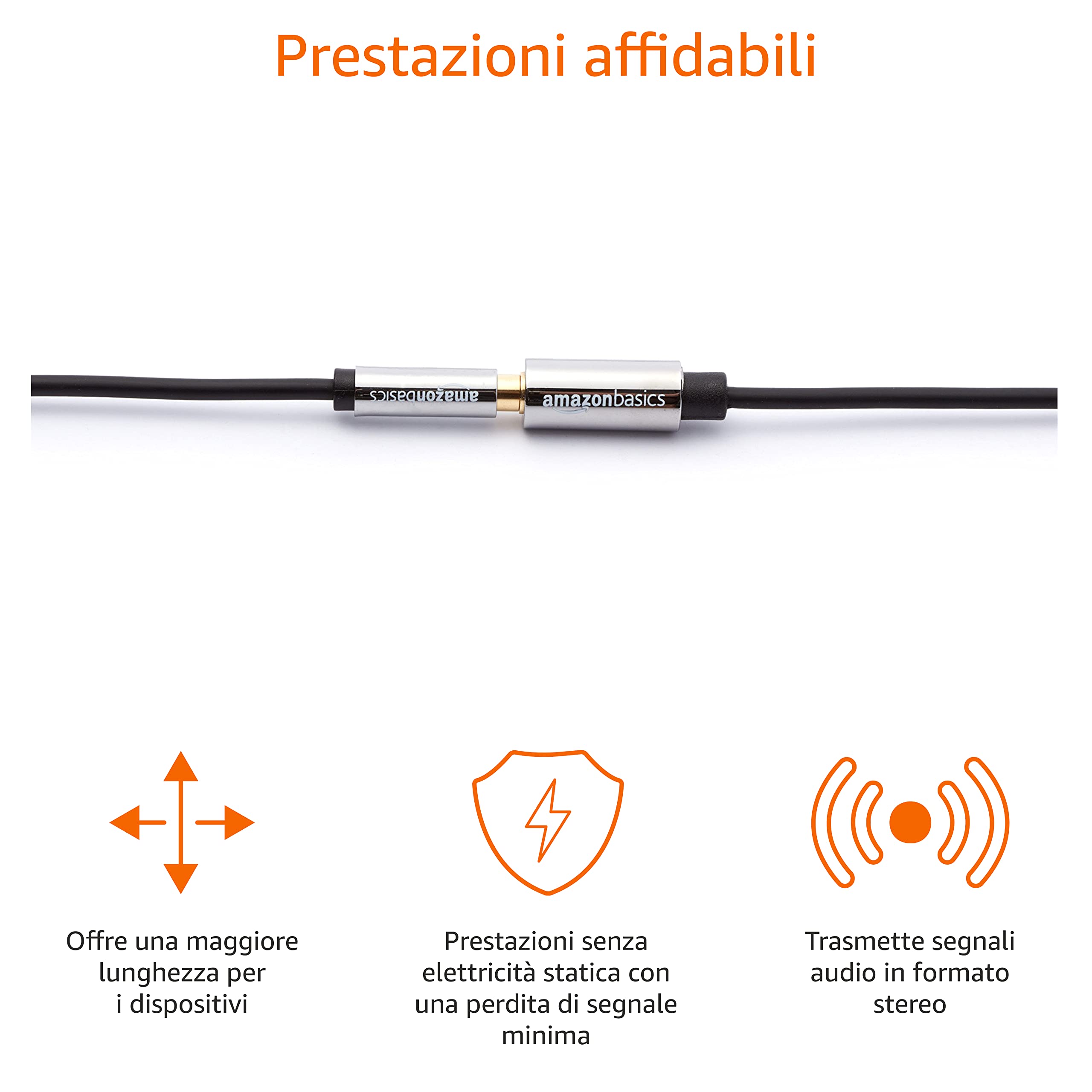 Amazon Basics Cavo Prolunga Audio Stereo 3,5 mm 1,8 m