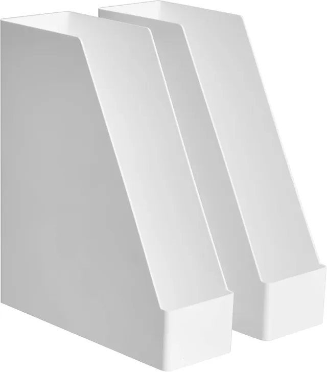 Amazon Basics Organizer Portariviste Plastica 2pz Bianco