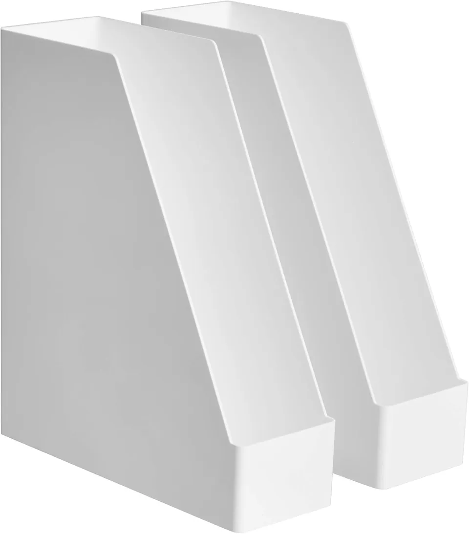 Amazon Basics Organizer Portariviste Plastica 2pz Bianco