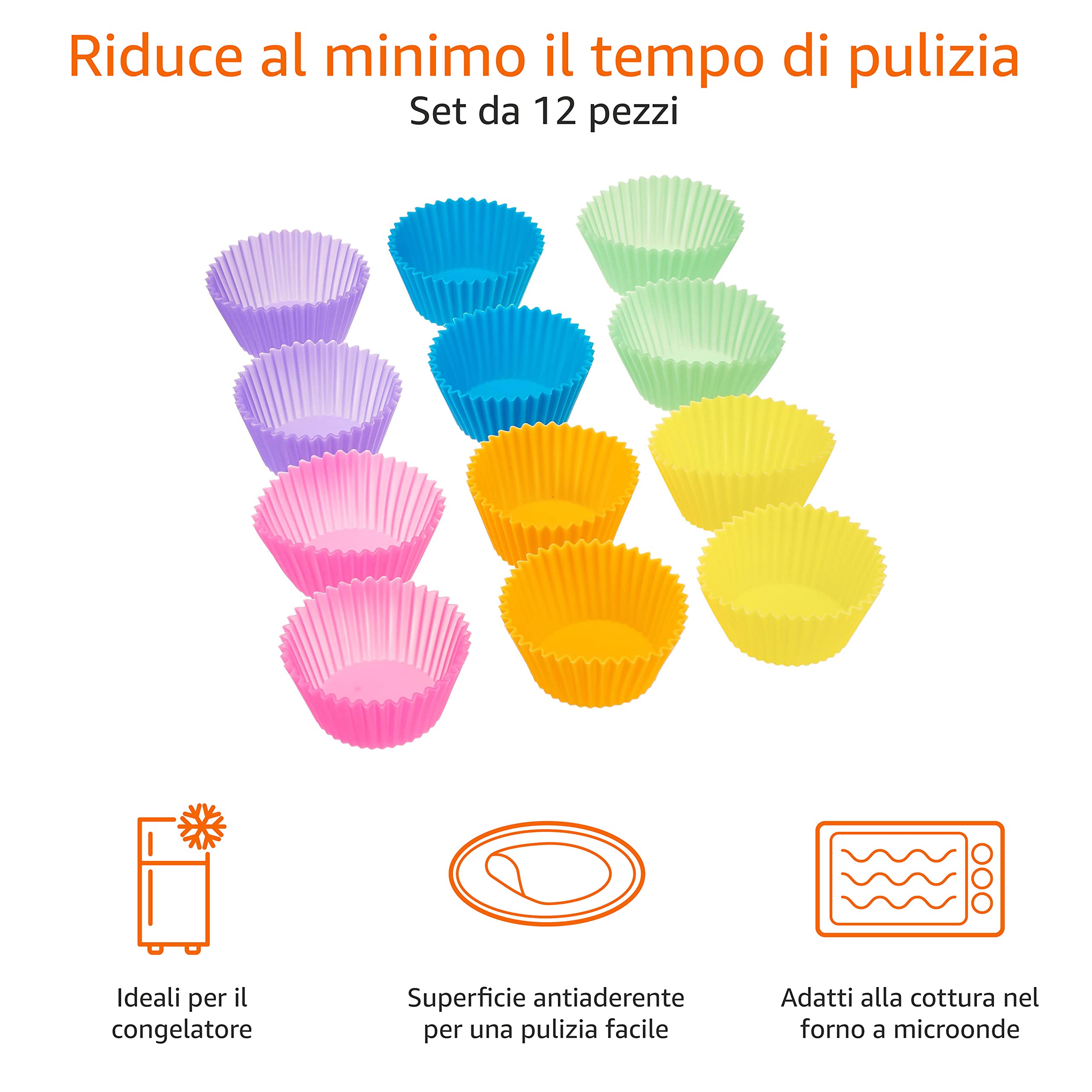 Amazon Basics pirottini in silicone 12 pezzi multicolore