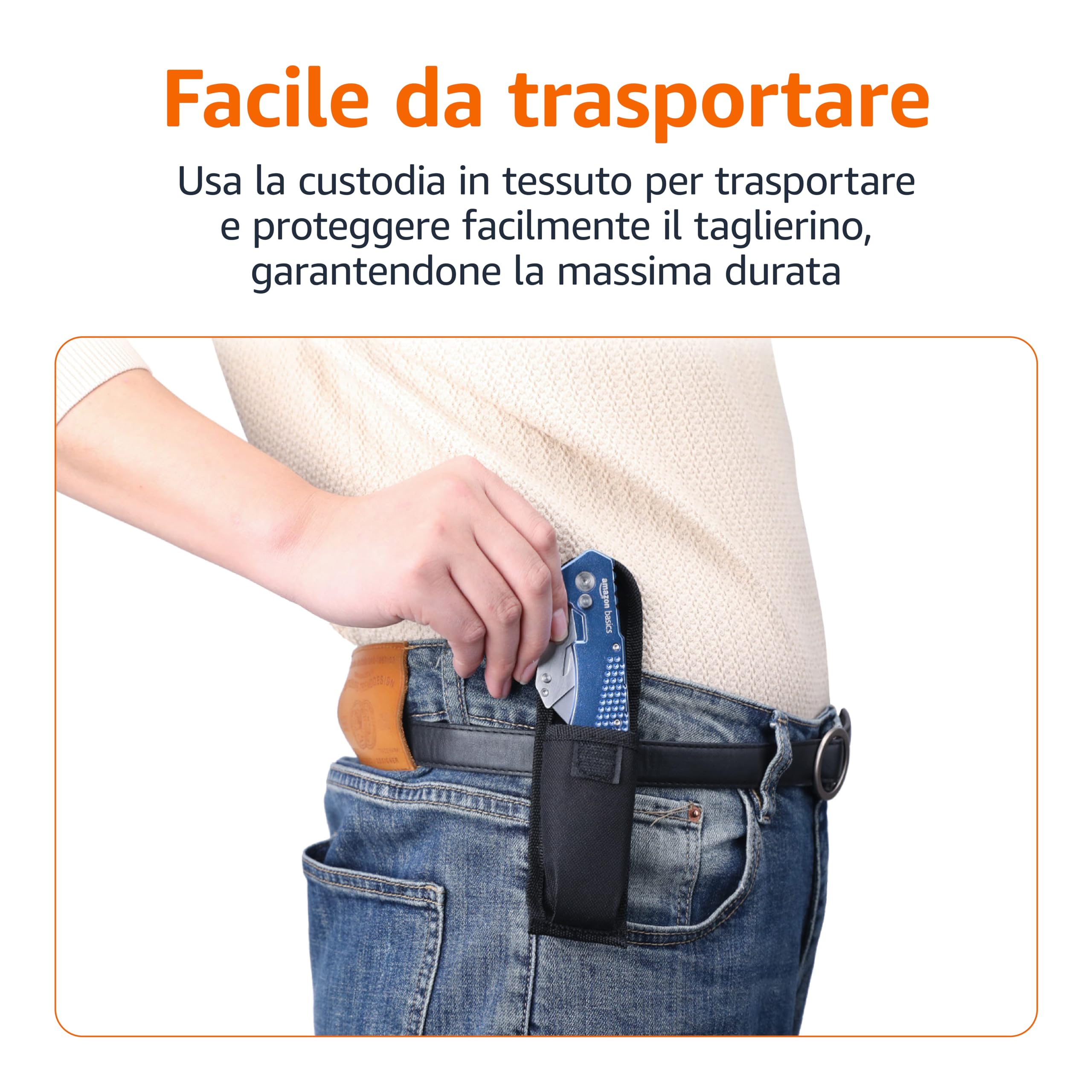 Amazon Basics Taglierino Pieghevole Alluminio con Custodia