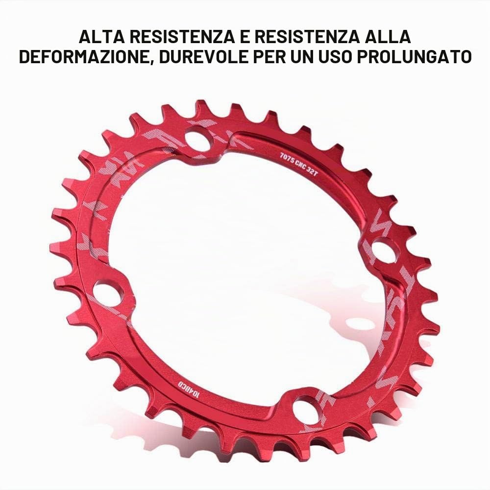 Elprico BCD 104 32T corona bici 32T rossa BCD 104