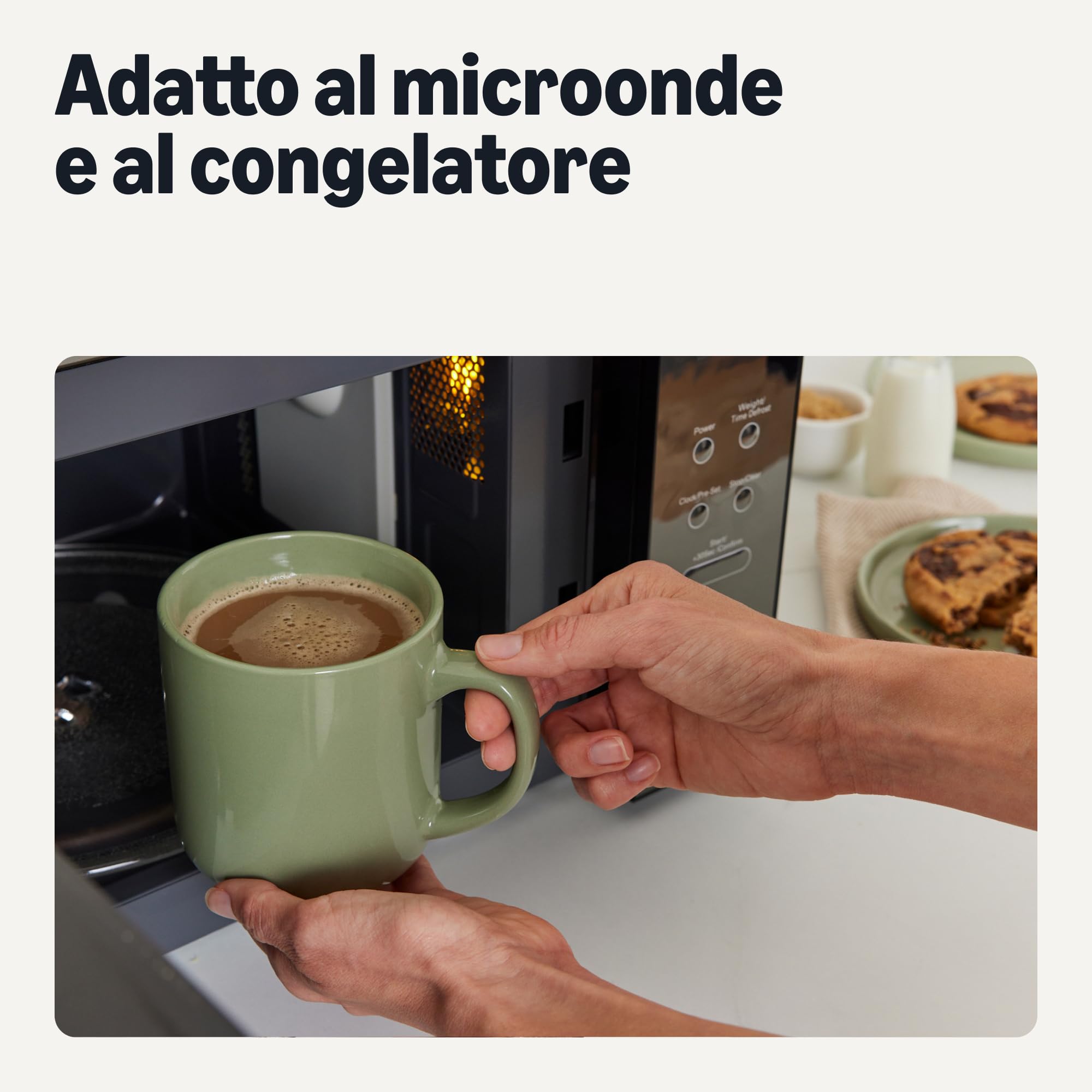 Amazon Basics Tazze Mug Caffè Gres Verde Oliva 473 ml 6 Pezzi