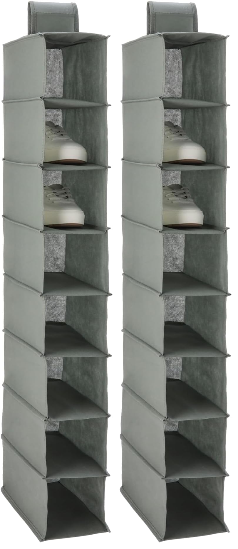 AmazonBasics Scarpiera Appesa 8 Ripiani Tessuto Grigio Scuro