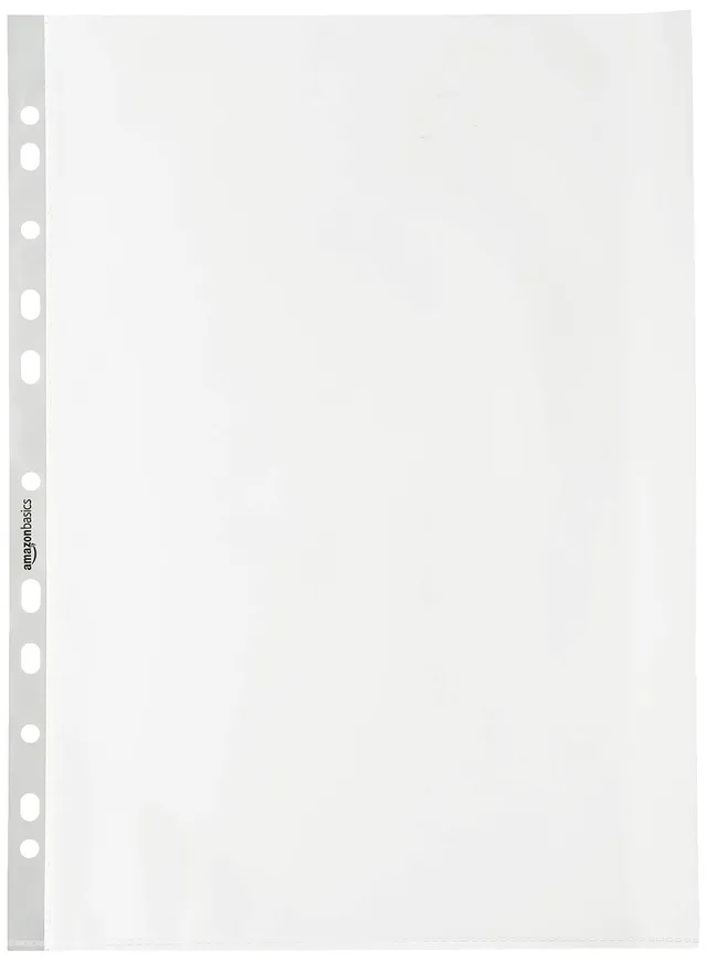 AmazonBasics Buste Forate A4 80 Micron 100 Pezzi Antiriflesso