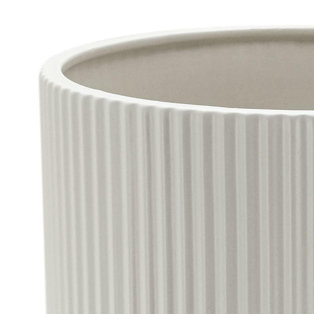 AmazonBasics Vasi Ceramica Scanalati Set 3 Bianco con Drenaggio