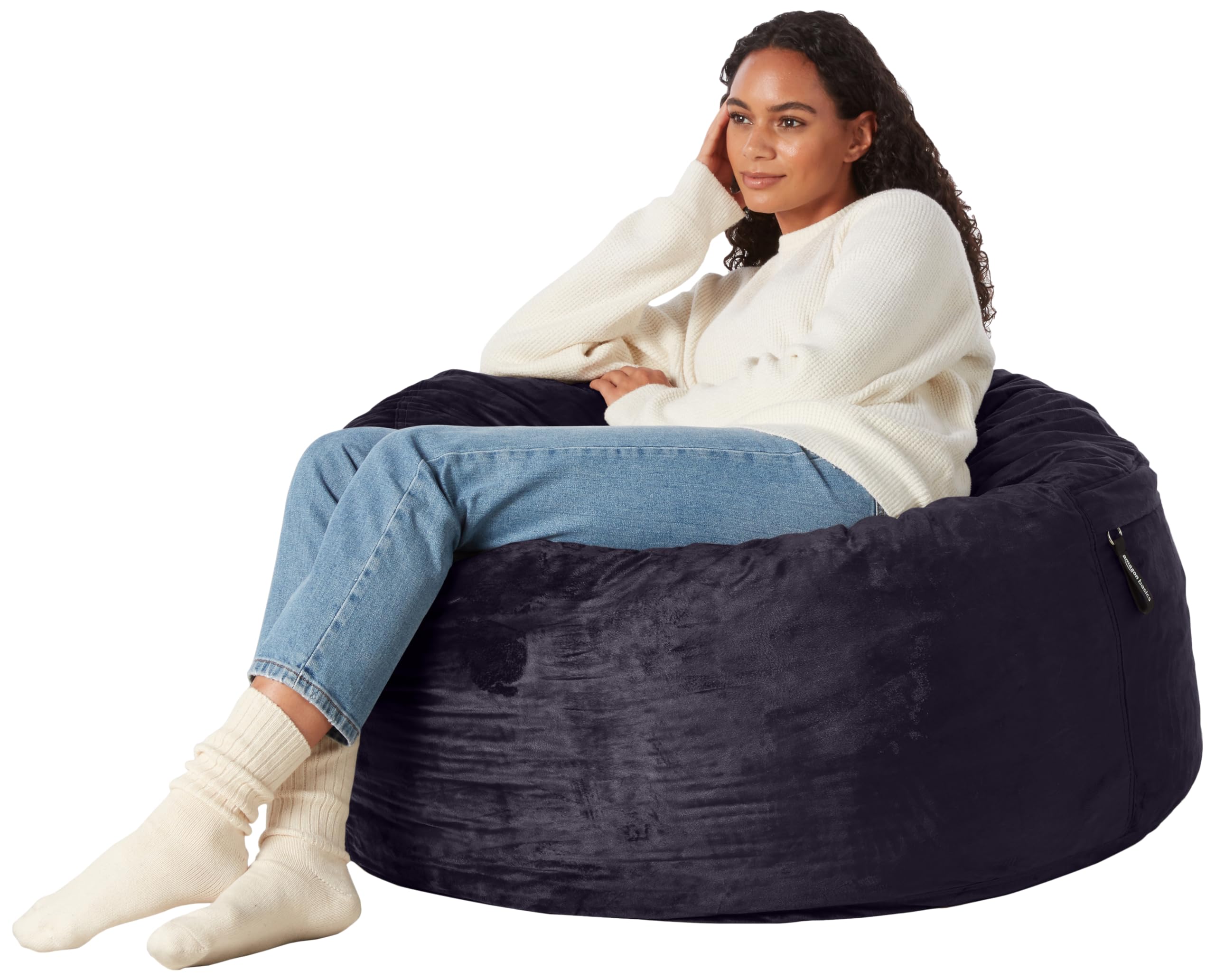 Amazon Basics Poltrona a Sacco Memory Foam Blu Chair 3'