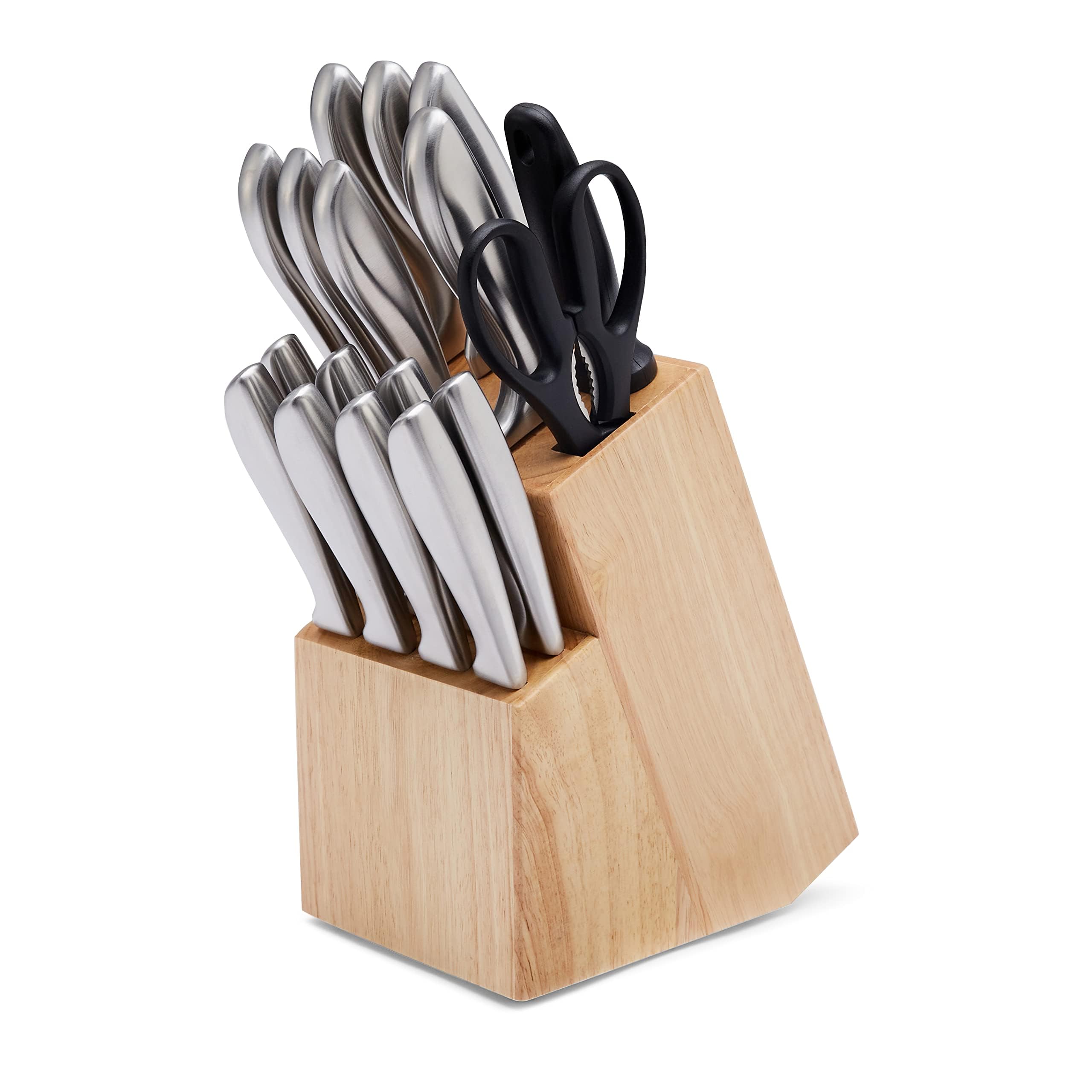 Amazon Basics set coltelli cucina 18 pezzi acciaio nero