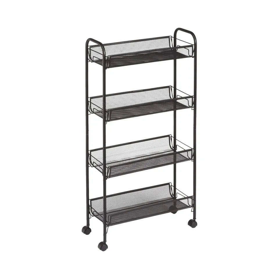 Amazon Basics carrello metallo 4 ripiani nero rete