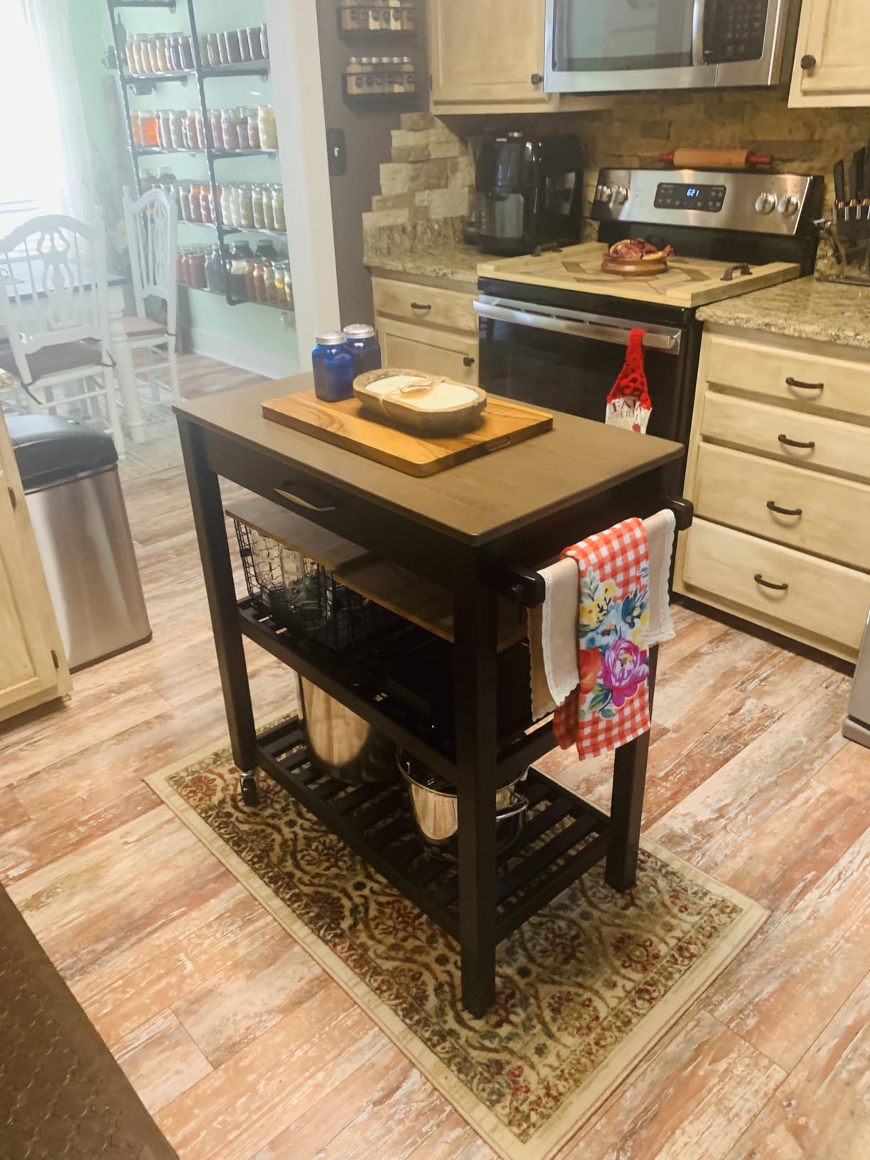 AmazonBasics Carrello da Cucina con Ruote Grigio Nero con Cassetto