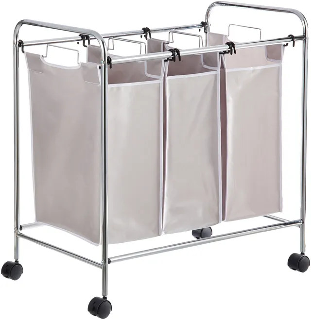 AmazonBasics carrello portabiancheria 3 sacchi 135L grigio