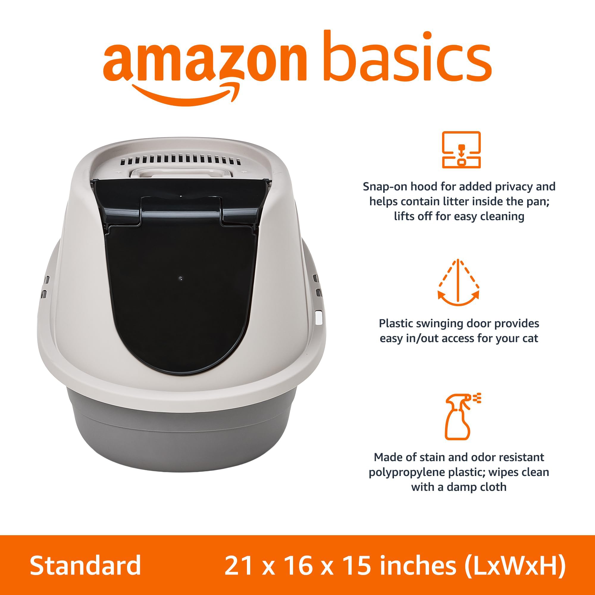 AmazonBasics Lettiera Gatti con Cappuccio Standard Chiusa
