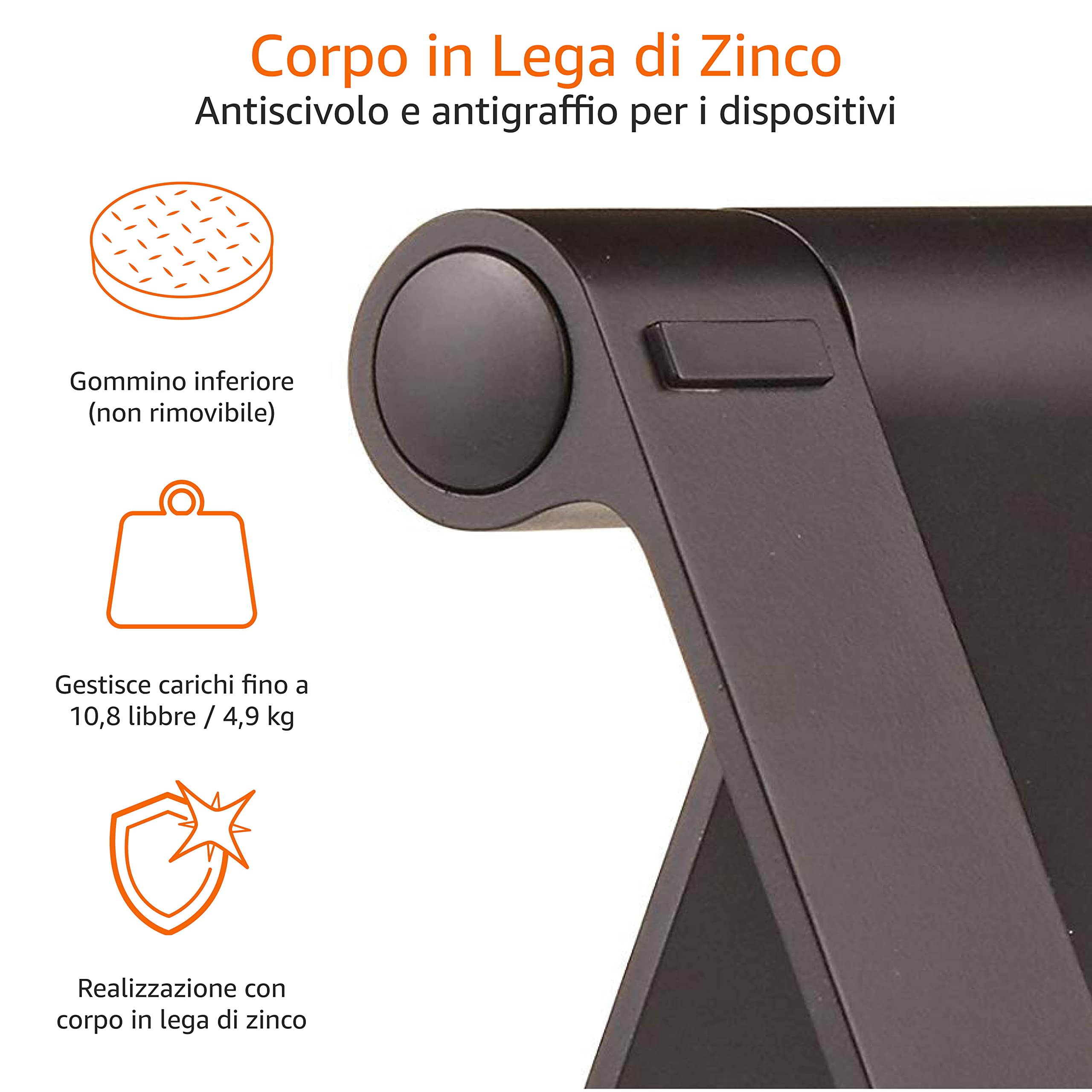 AmazonBasics Supporto tablet 4-10 pollici inclinabile nero