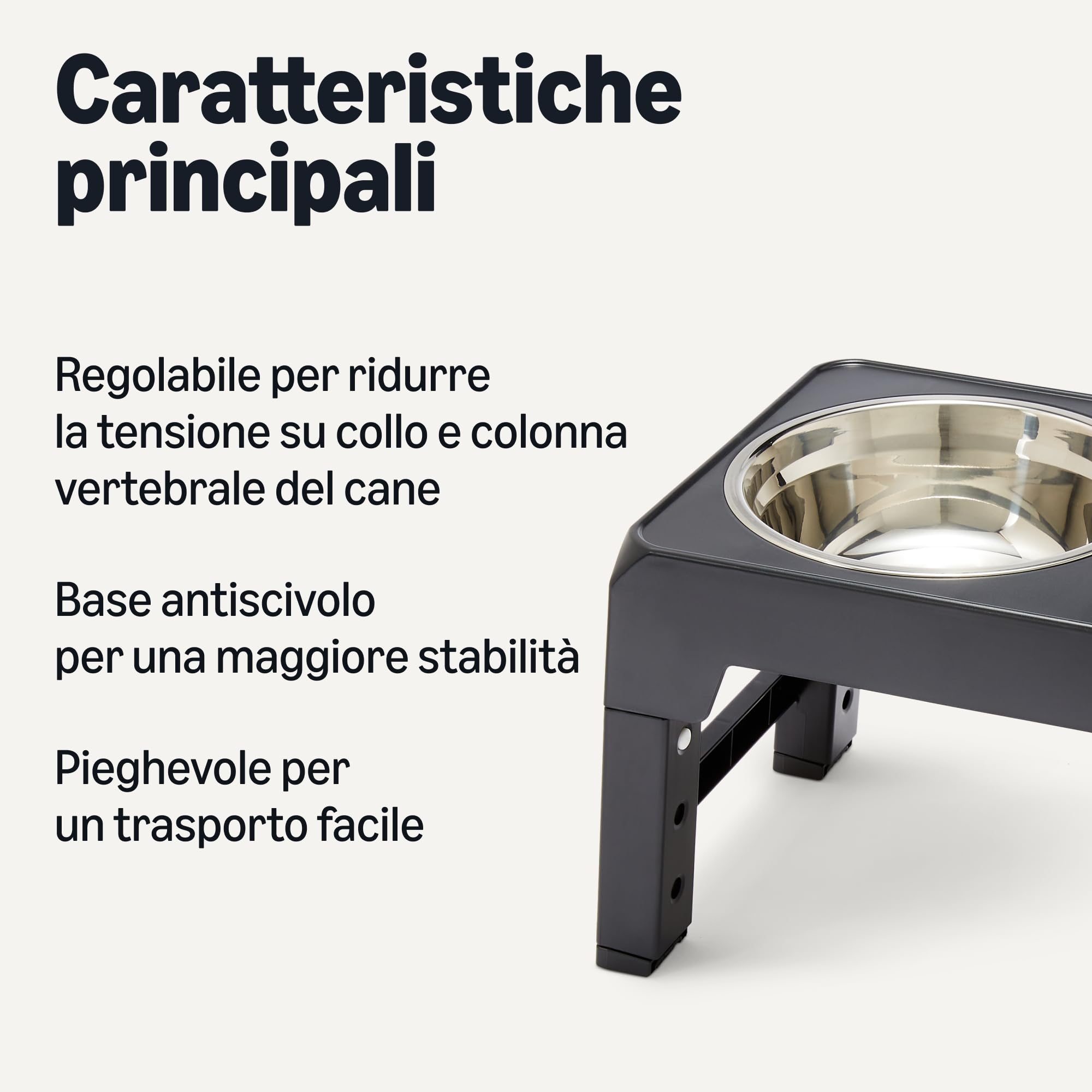 Amazon Basics supporto ciotole cane rialzato nero regolabile