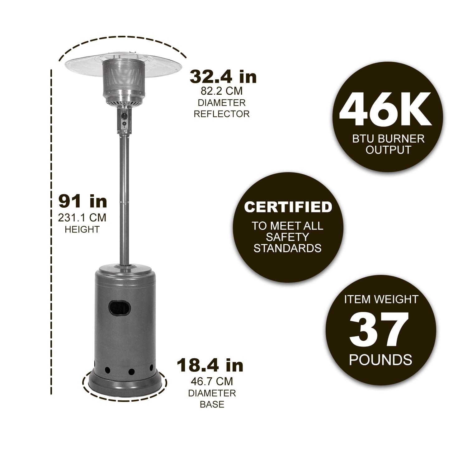 Amazon Basics 62108 stufa fungo esterni grigia 13,48 kW