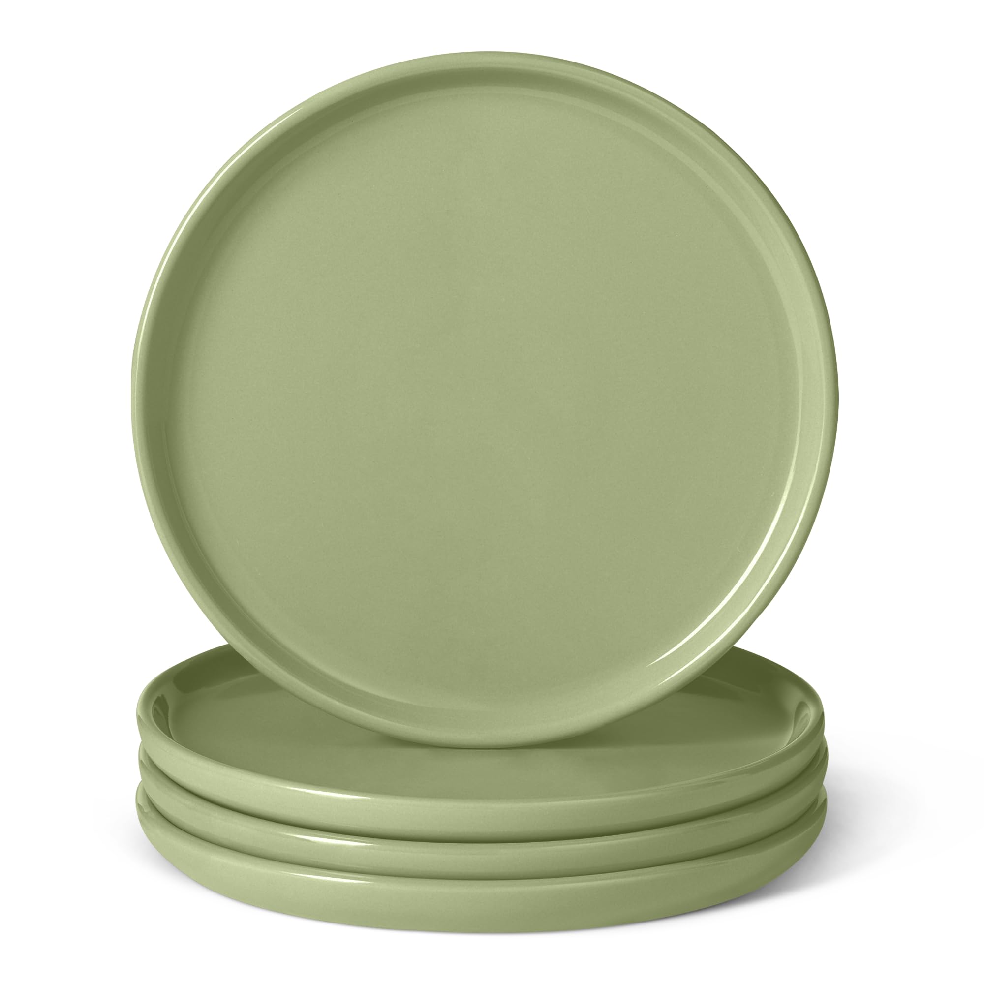 AmazonBasics Set 4 Piatti Antipasti 17 cm Verde Oliva Gres