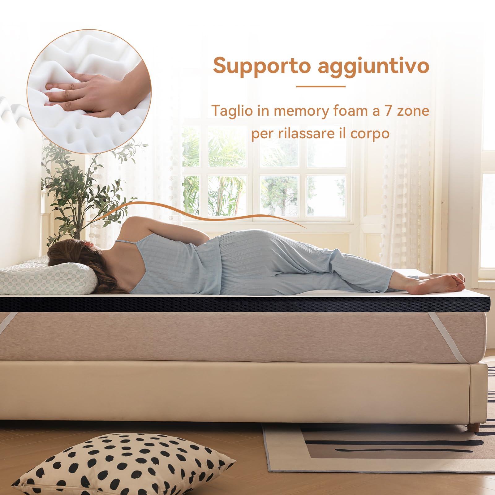 AmazonBasics Topper 135x190 Coprimaterasso Memory Foam 4 cm 7 zone