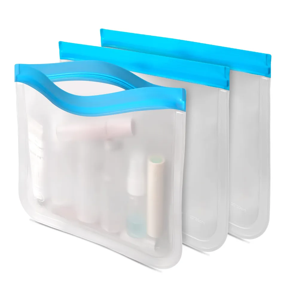 RealPlus Busta Toilette Viaggio Aereo 1L Trasparente Azzurro 3 Pezzi