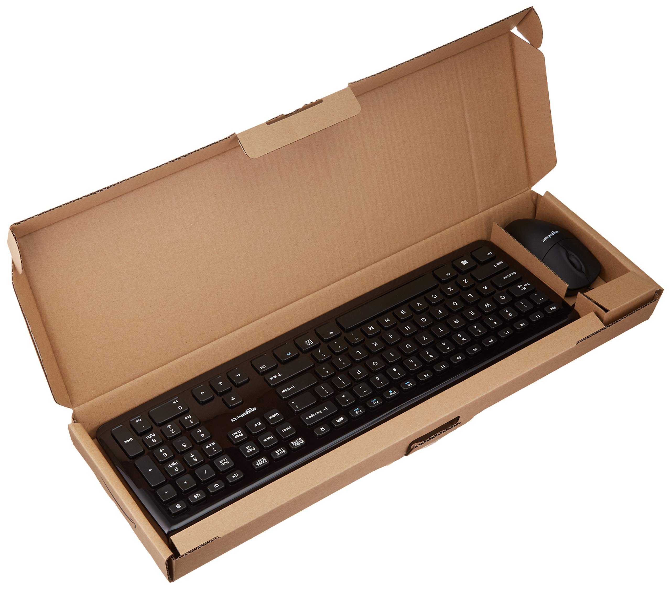 Amazon Basics Set Tastiera e Mouse con Filo USB Nero silenzioso