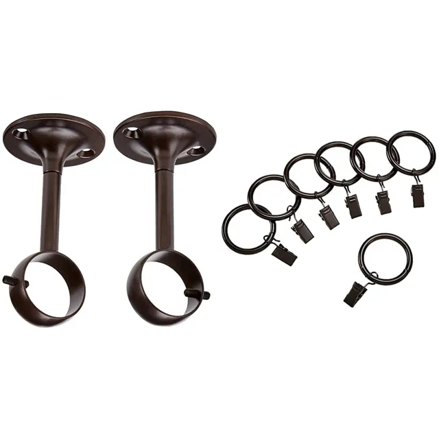 Amazon Basics Set Staffe Soffitto e Anelli Tende Bronzo