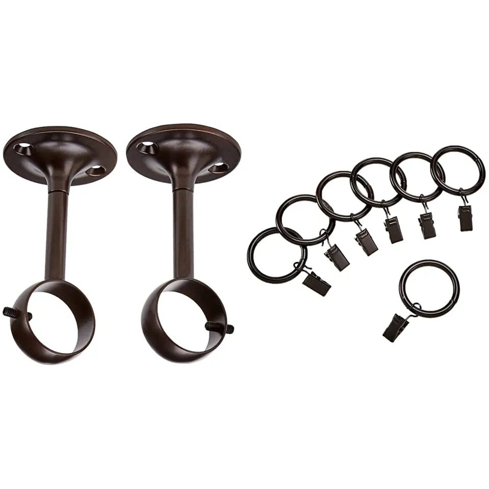 Amazon Basics Set Staffe Soffitto e Anelli Tende Bronzo