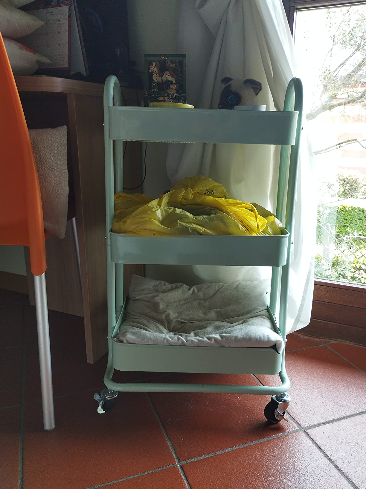 AmazonBasics carrello 3 scomparti verde menta con ruote