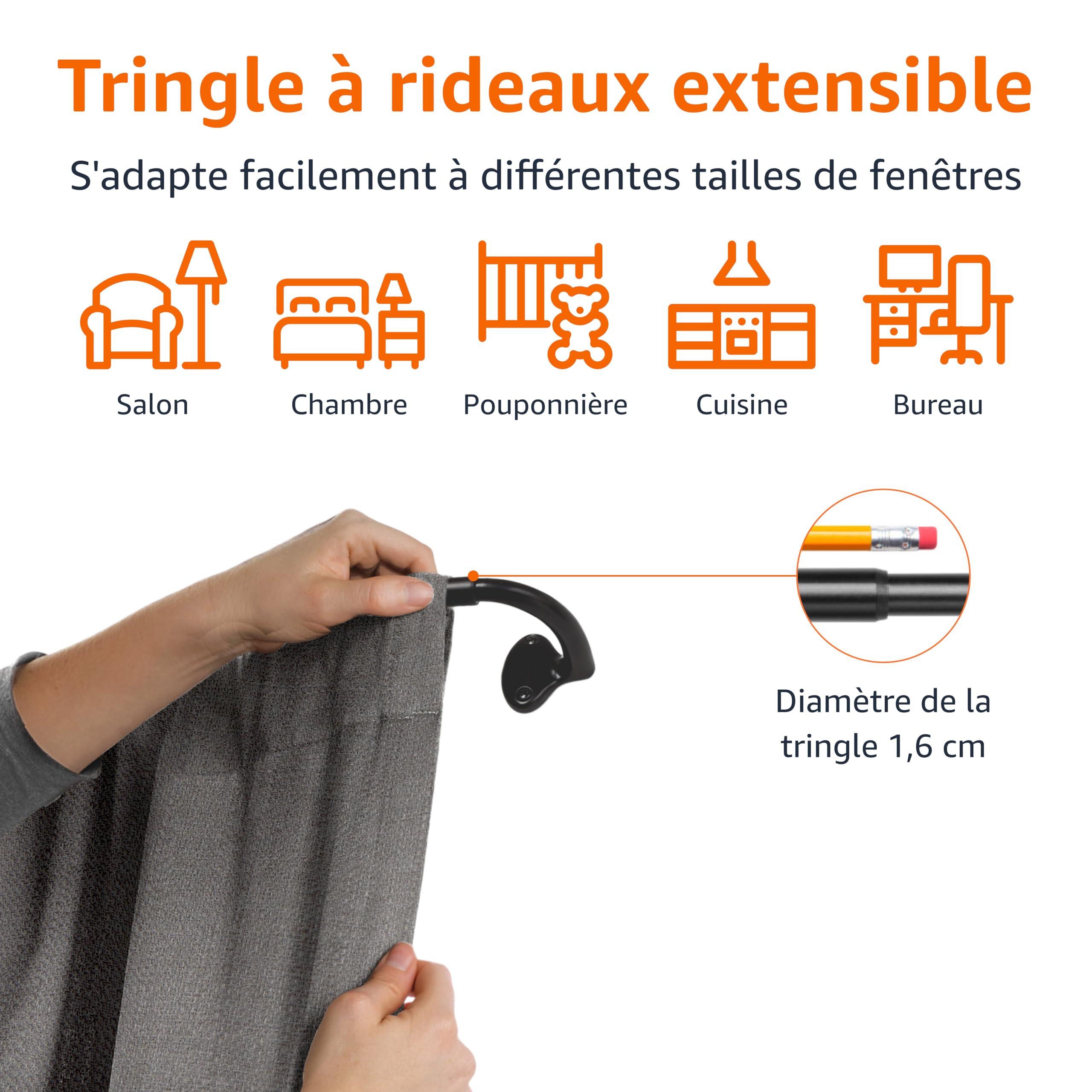 Amazon Basics Bastone Tenda Curvo 224-305 cm Nero