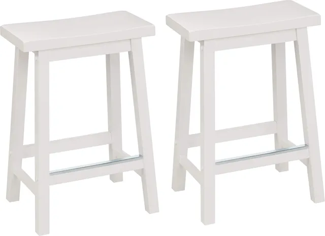 AmazonBasics Set 2 Sgabelli Bancone Legno Bianchi 61 cm