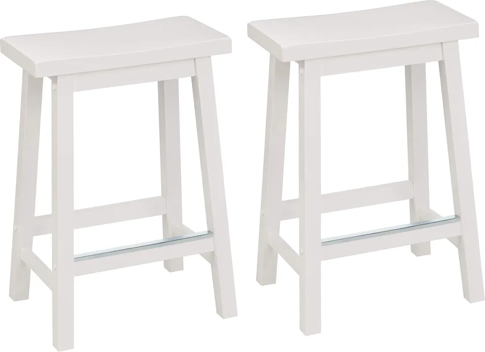 AmazonBasics Set 2 Sgabelli Bancone Legno Bianchi 61 cm