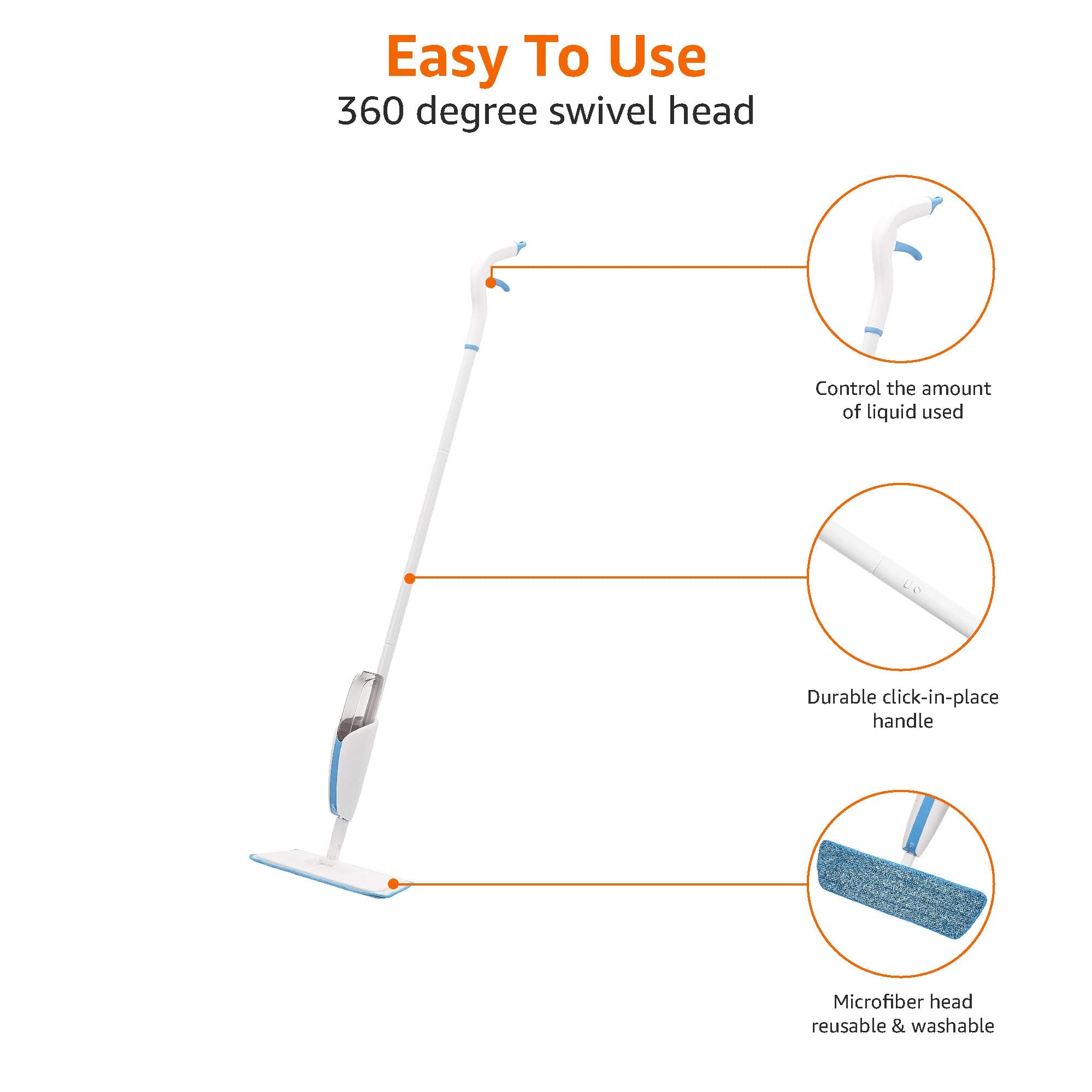Amazon Basics Mocio Spray Blu con Panno in Microfibra