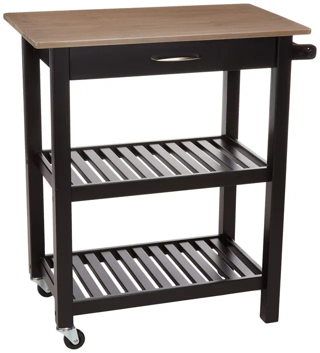 AmazonBasics Carrello da Cucina con Ruote Grigio Nero con Cassetto