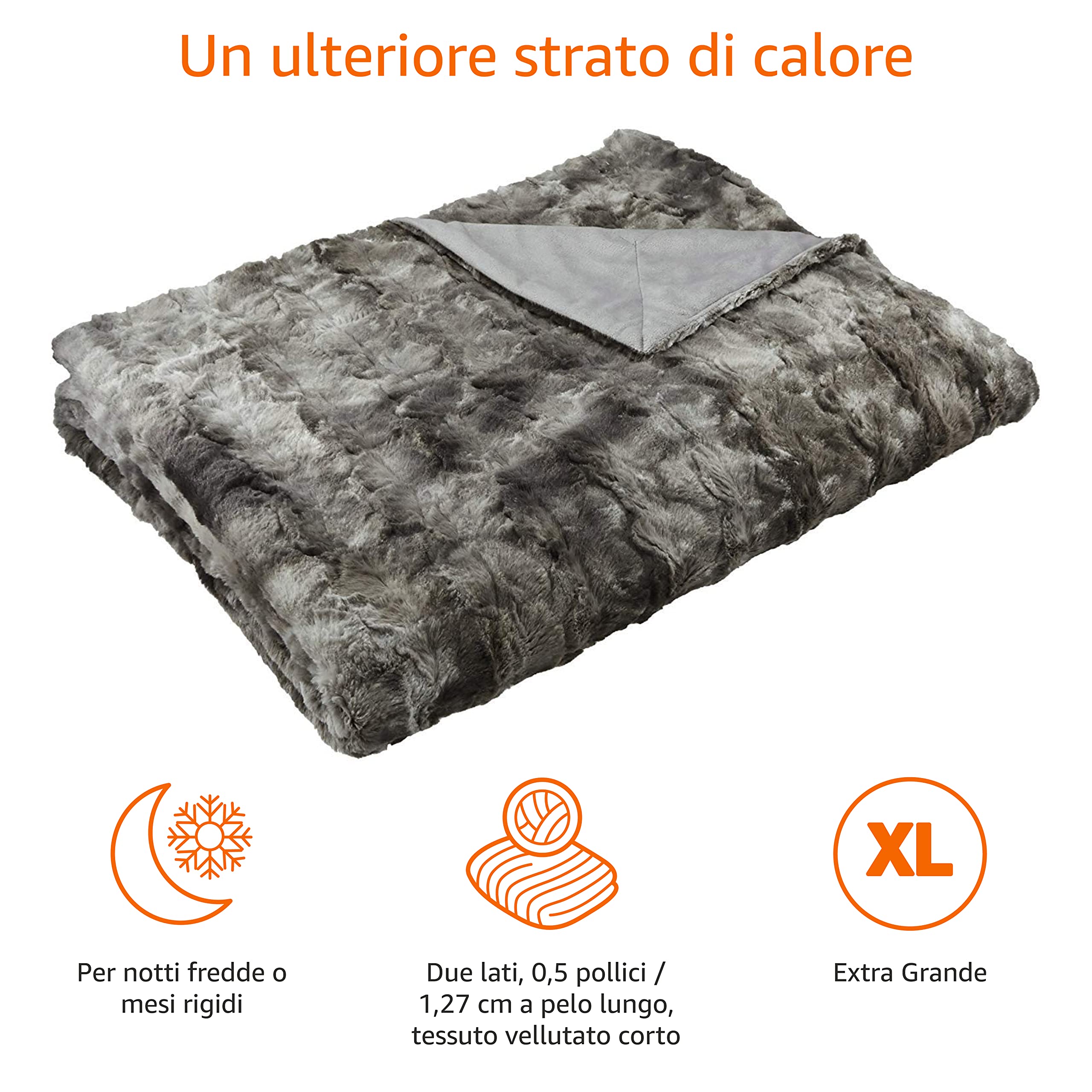 AmazonBasics copriletto finta pelliccia grigio 150x200