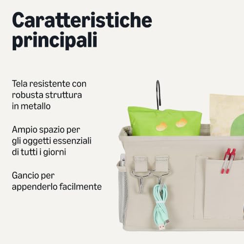 AmazonBasics Organizer Letto Appeso M Lino Grezzo 37 cm