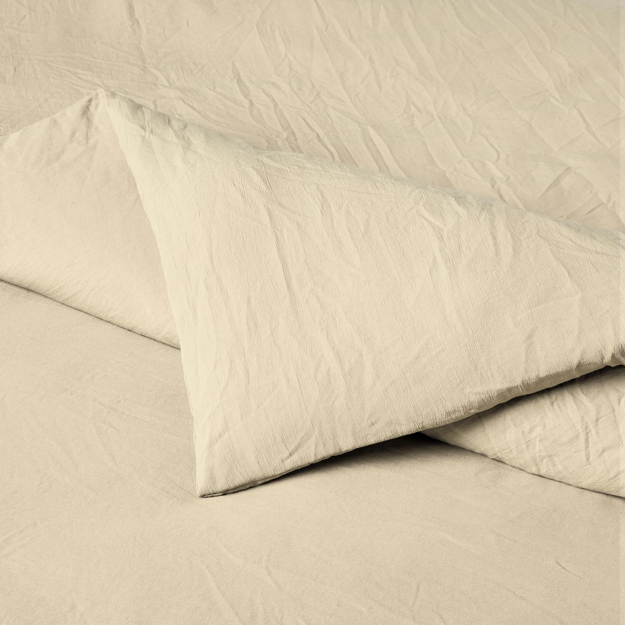 Amazon Basics Set Copripiumino Singolo Microfibra 135x200 Beige