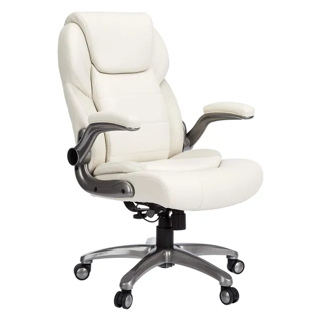 Amazon Basics Extra Comfort Sedia Ufficio Pelle Crema Schienale Alto