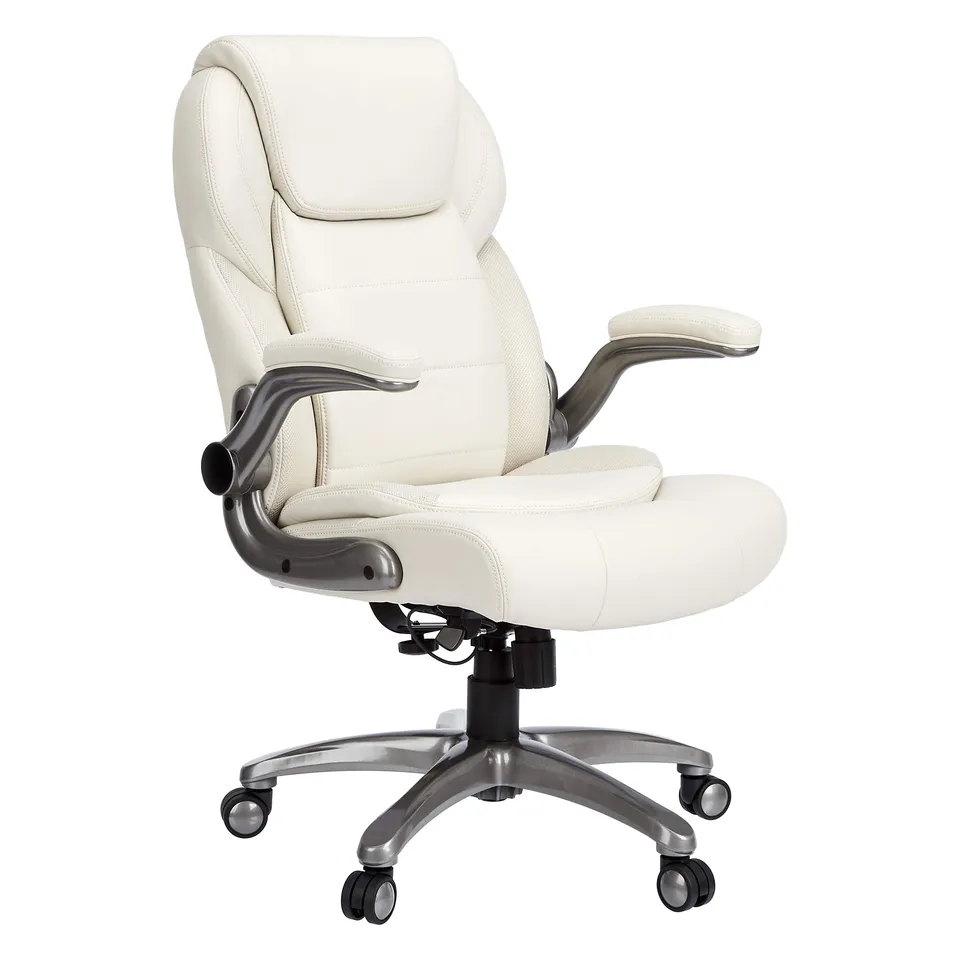 Amazon Basics Extra Comfort Sedia Ufficio Pelle Crema Schienale Alto