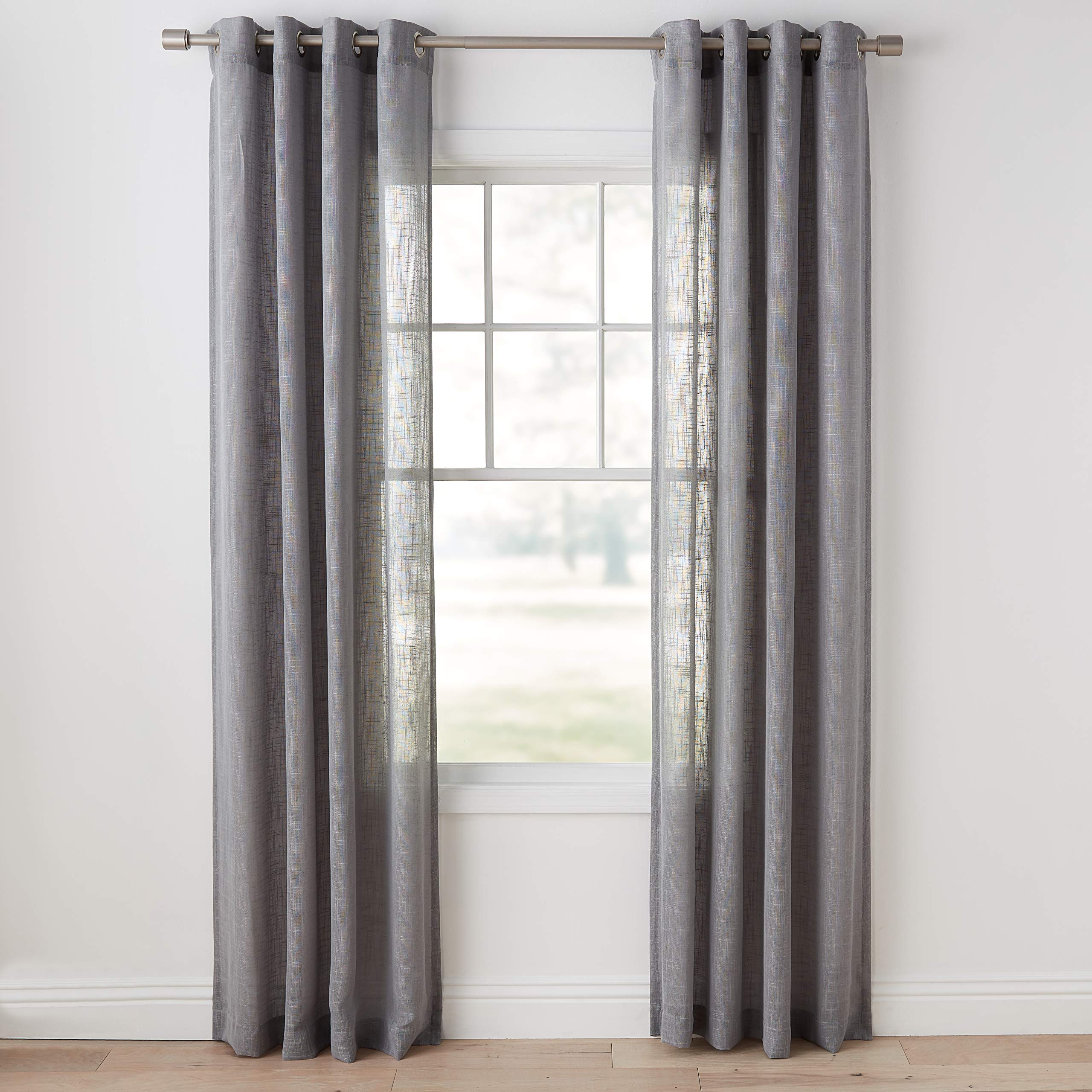 AmazonBasics Sheer Classic tenda trasparente 2 pz grigio scuro 50x95 occhielli