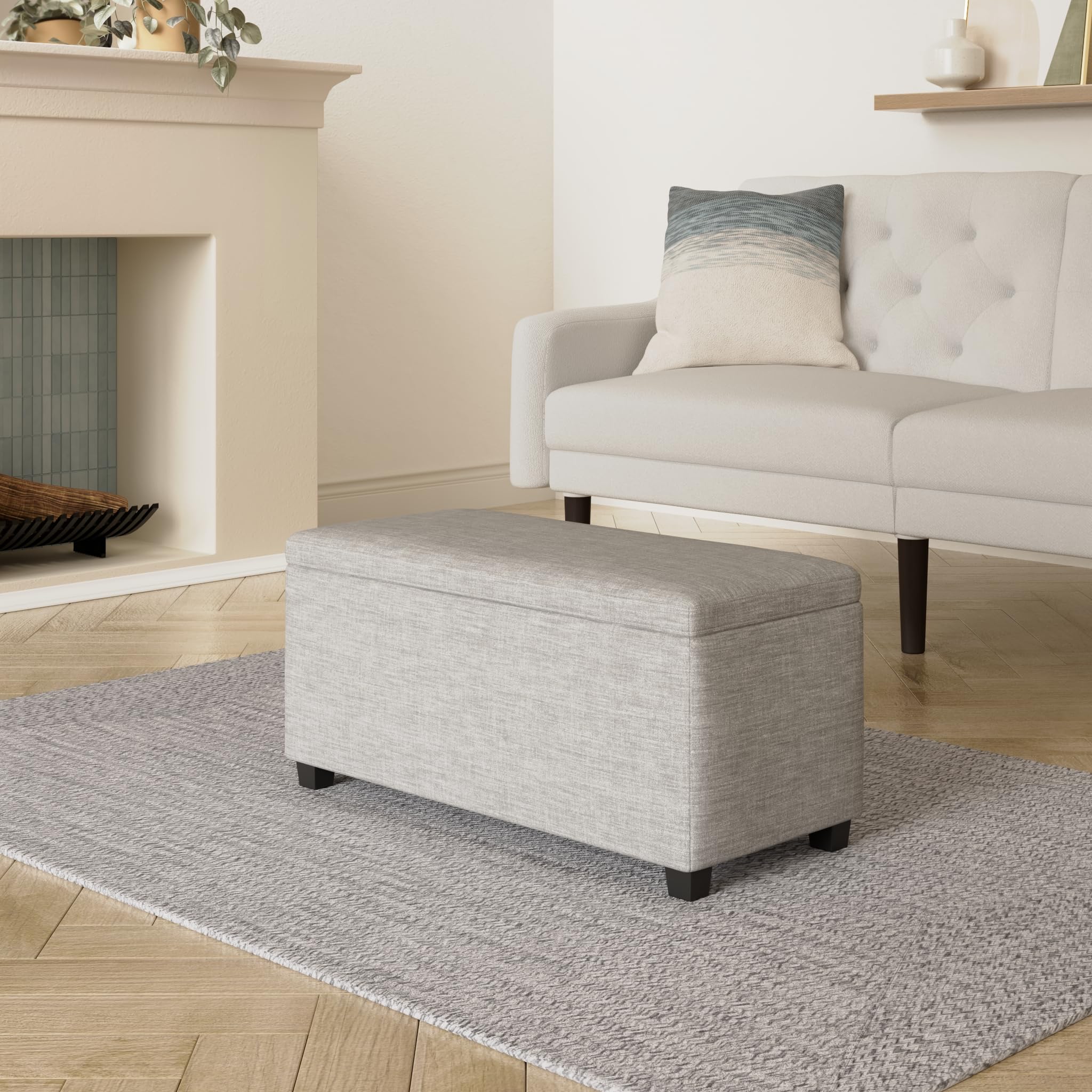 Amazon Basics Panca Contenitore Grigio Chiaro 91 cm in Tessuto