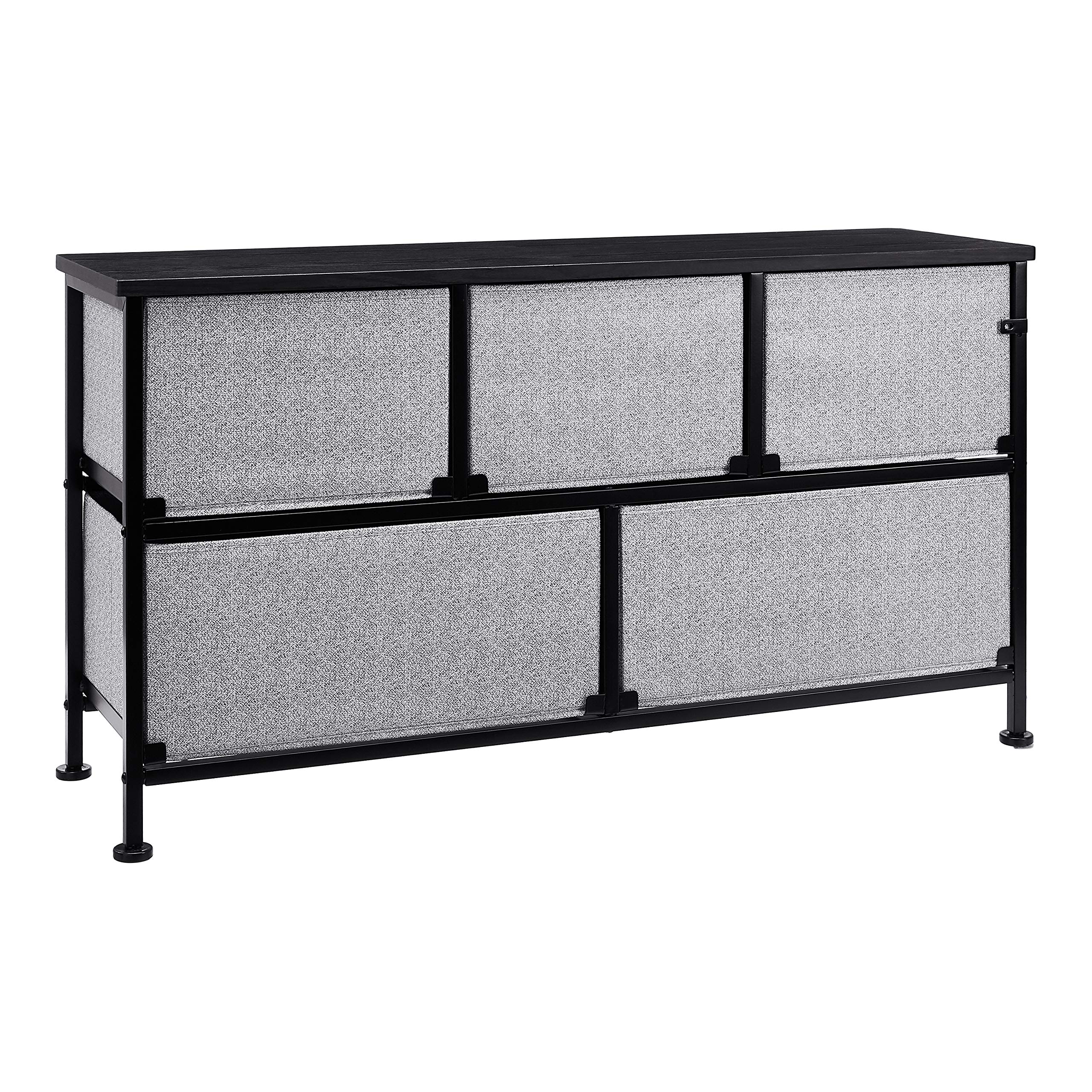AmazonBasics Cassettiera 5 Cassetti Tessuto Nero Extra Large