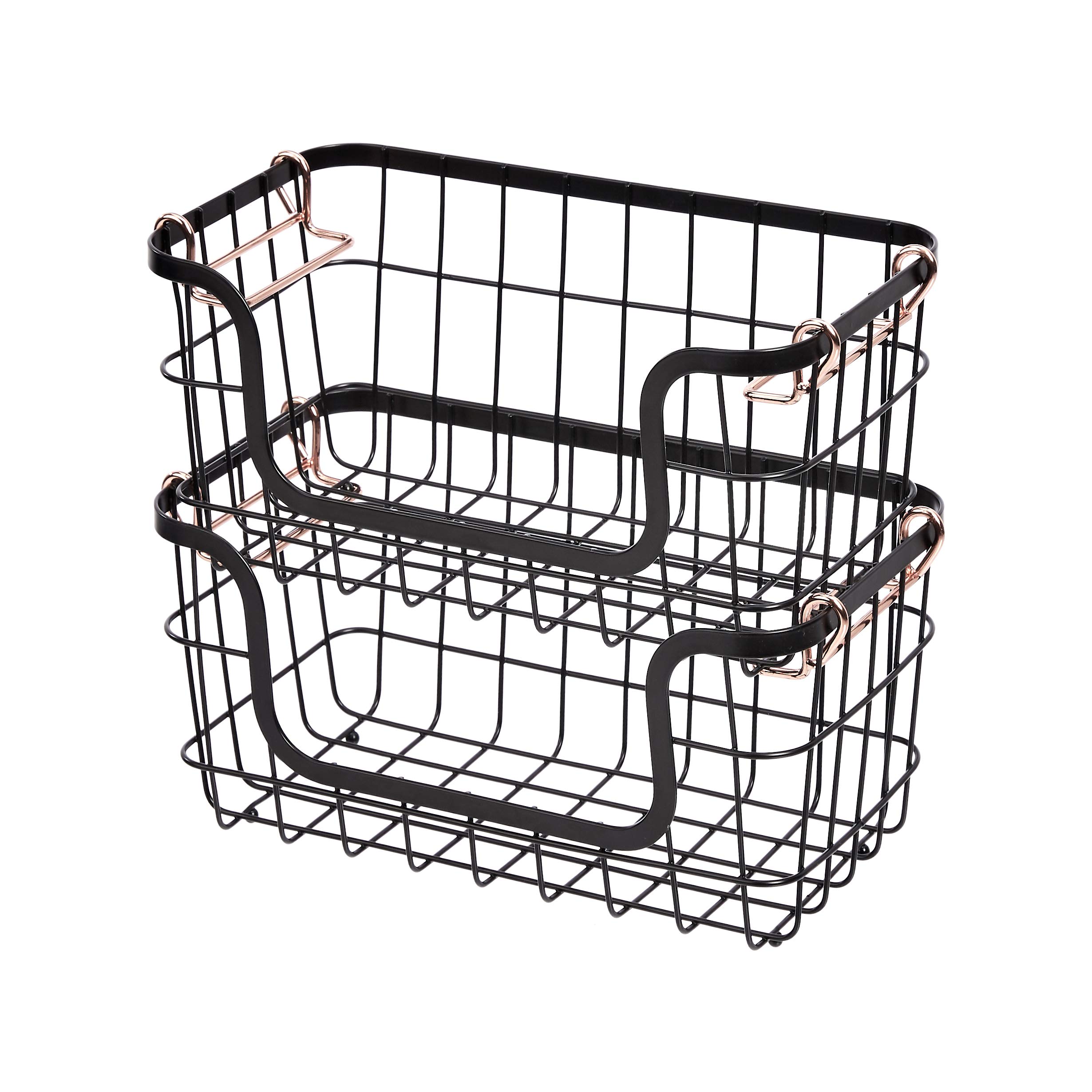 Amazon Basics Cesti Metallo Impilabili Neri 2 Pezzi Cucina