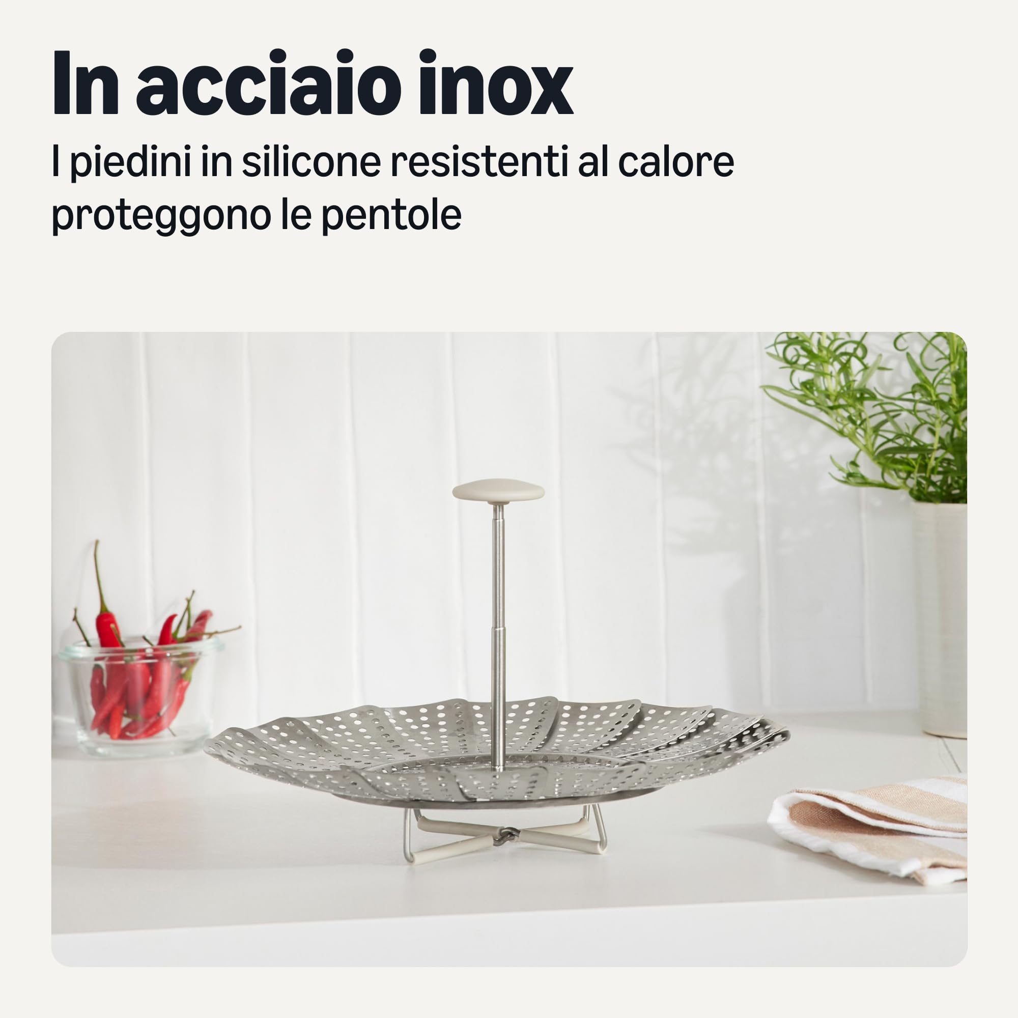 Amazon Basics Cestello Vapore Acciaio 14-23,5cm