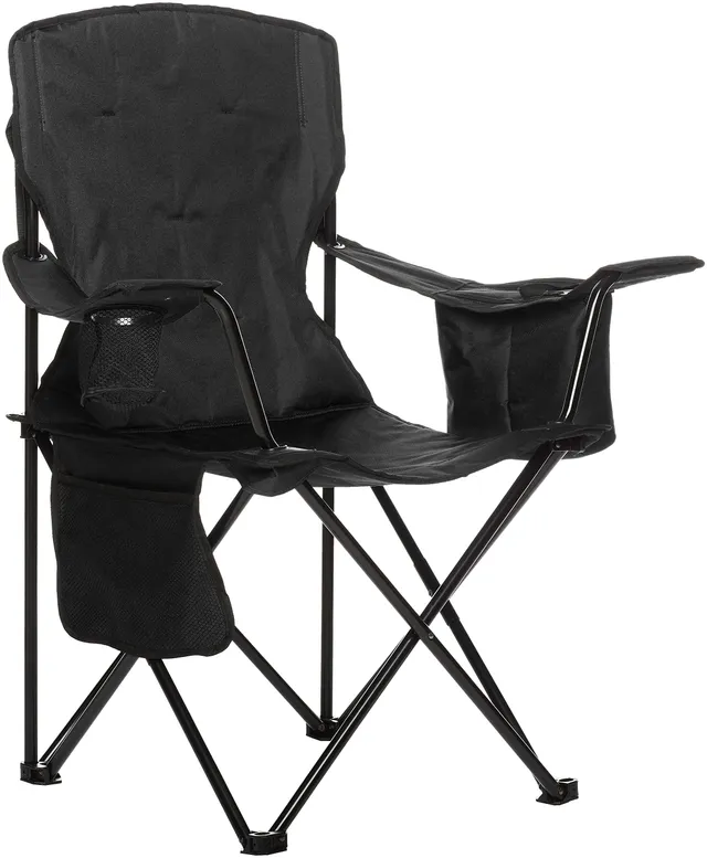 AmazonBasics Sedia da Campeggio Normale Nera con Tasca Termica