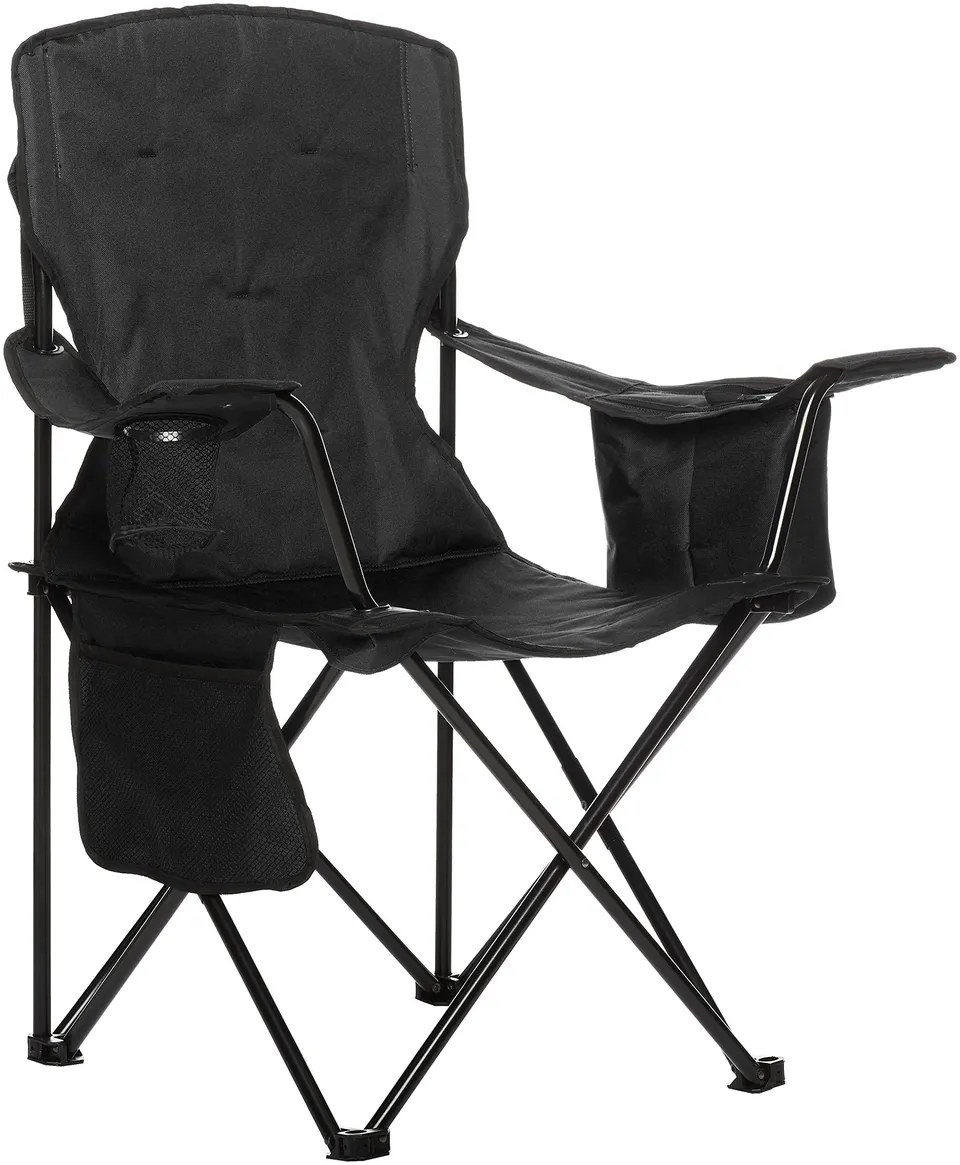 AmazonBasics Sedia da Campeggio Normale Nera con Tasca Termica