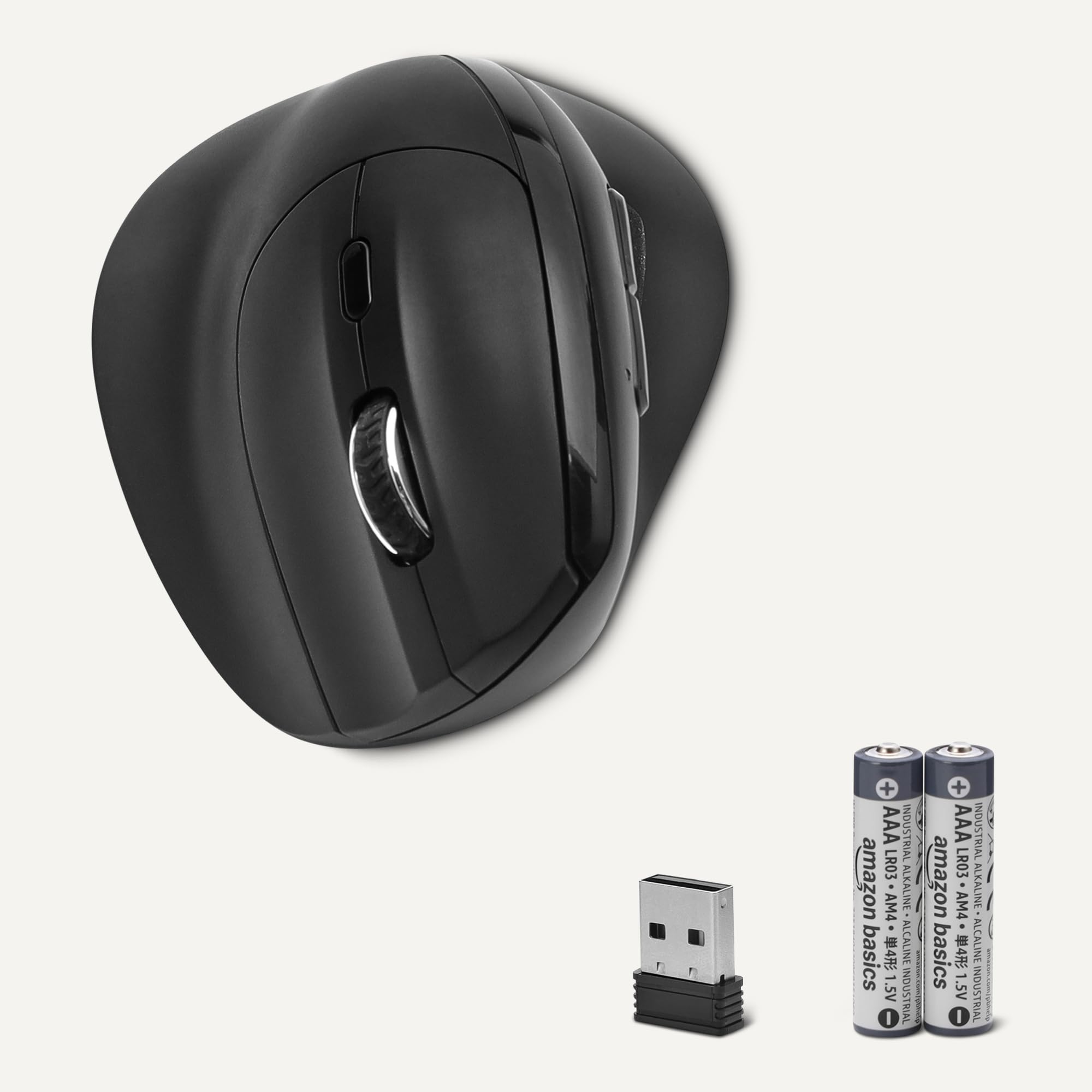 AmazonBasics Mouse wireless verticale nero 6 pulsanti destrimani