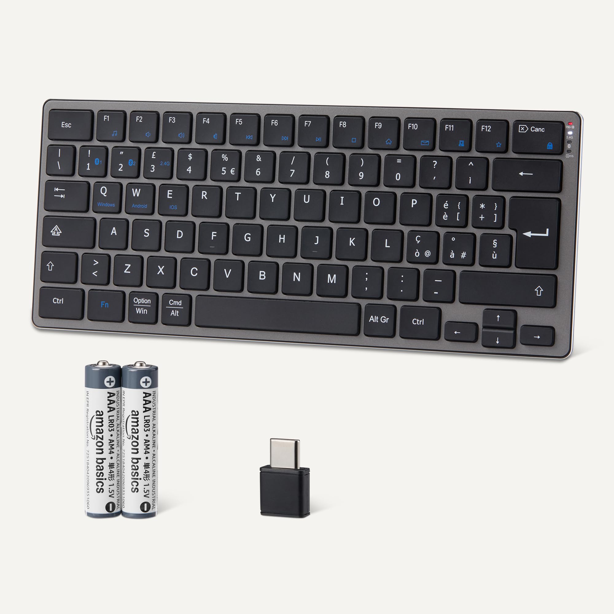 Amazon Basics Tastiera wireless bluetooth nera 2,4G